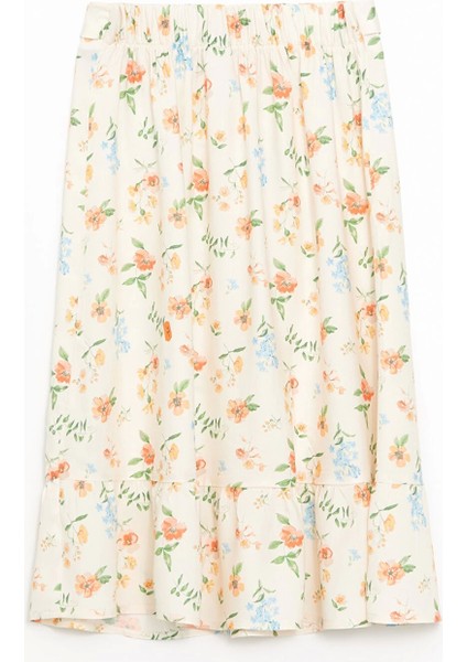 Lcw Kids Ekru Beli Lastikli Çiçekli Kız Çocuk Etek fiyatları