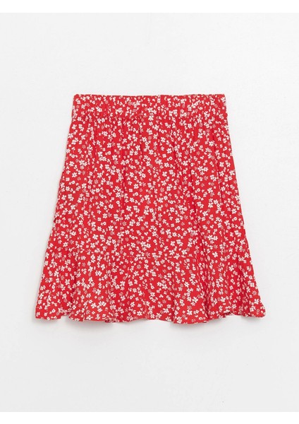 Lcw Kids Kırmızı Beli Lastikli Çiçekli Kız Çocuk Etek fırsatları