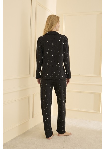 Kadın Pijama Takımı Uzun Kol Önden Düğmeli modelleri