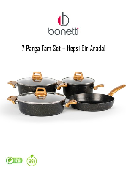 7 Parça Siyah Granit Tencere Seti fiyatları