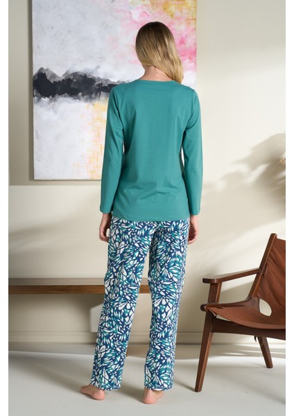 Kadın Pijama Takımı Uzun Kol Mevsimlik Düğmeli fırsatları
