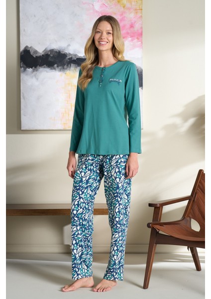 Kadın Pijama Takımı Uzun Kol Mevsimlik Düğmeli indirimleri