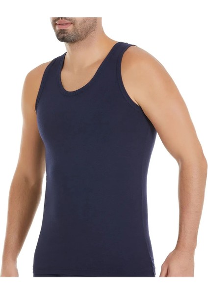 4'lü Erkek Lacivert Modal Askılı Atlet