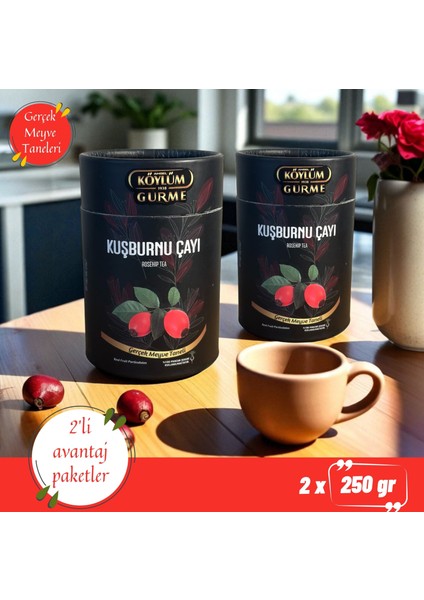 Amasya Kuşburnu Çayı 250 gr (2'li Paket 500 Gr) Bitki Çayı,gerçek Meyve Taneli Silindir