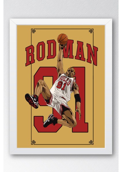 Dennis Rodman Çerçeveli Tablo - Chicago Bulls Nba Posteri Tablo