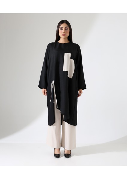 Önü Büzgülü Sofia Keten Tunik Takım