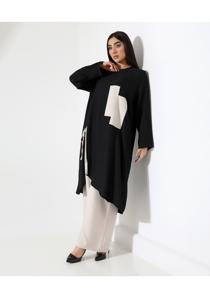Önü Büzgülü Sofia Keten Tunik Takım