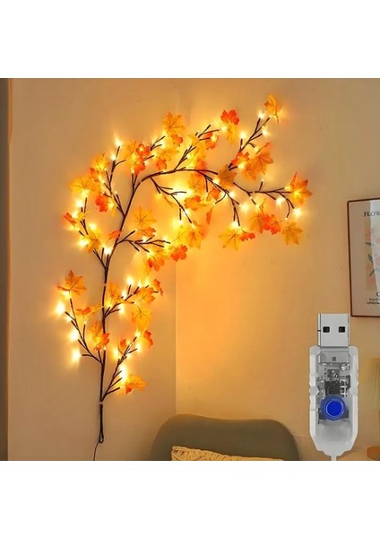 Dekoratif Sonbahar Yapraklı Duvar Dekorasyonu- Ağaç Dalı Duvar Aydınlatma 144 LED 8 Mod + Uzaktan Kumandalı