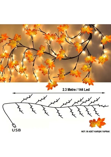 Dekoratif Sonbahar Yapraklı Duvar Dekorasyonu- Ağaç Dalı Duvar Aydınlatma 144 LED 8 Mod + Uzaktan Kumandalı fiyatları