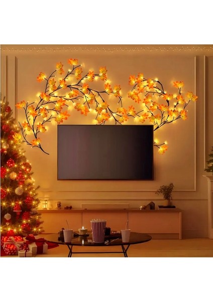 Dekoratif Sonbahar Yapraklı Duvar Dekorasyonu- Ağaç Dalı Duvar Aydınlatma 144 LED 8 Mod + Uzaktan Kumandalı fırsatları