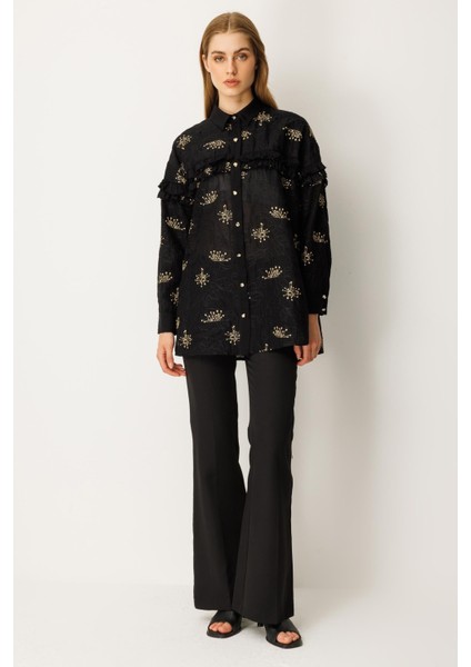 ‹ › Ghisa Fırfır Detaylı Tunik Siyah 3211