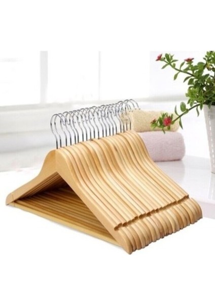 12 Adet Ahşap Elbise Askısı Vernikli Pürüzsüz Ahşap fiyatları