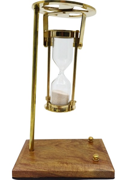 Pirinç Kum Saati Askılı Ahşap Tabanlı Döner Dekoratif Obje fiyatları