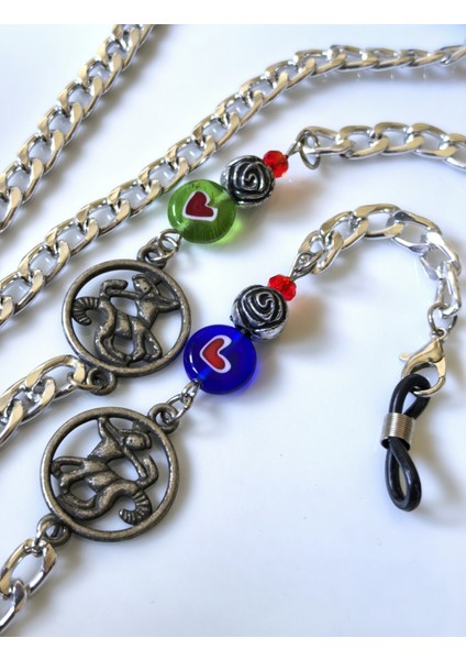 Aksesuar Yay Burcu Nikel Rengi Gözlük Zinciri