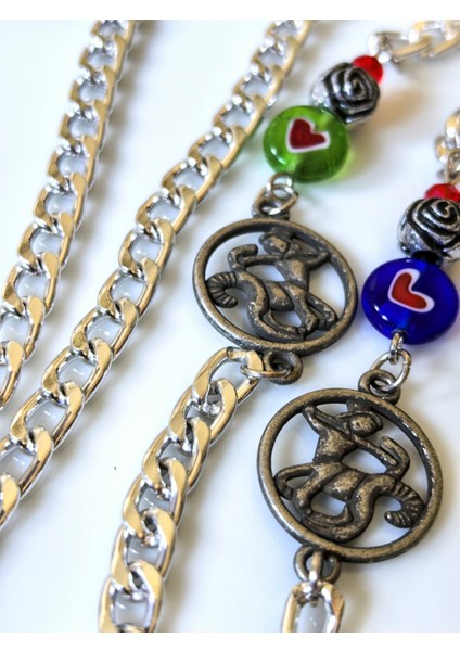 Aksesuar Yay Burcu Nikel Rengi Gözlük Zinciri modelleri