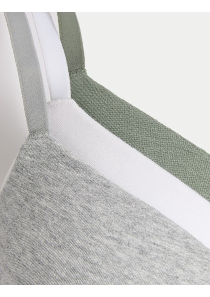 3'lü Balensiz Pamuklu T-Shirt Sütyeni Seti