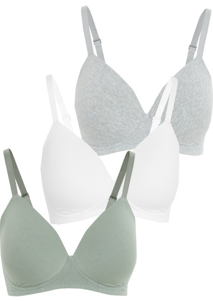 3'lü Balensiz Pamuklu T-Shirt Sütyeni Seti