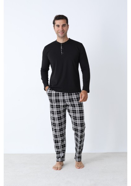 Erkek Pijama Takımı Büyük Beden Battal Uzun Kol Ekose Pamuklu Mevsimlik fiyatları