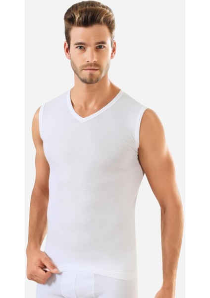 Erkek Siyah - Beyaz Tişört Sıfır Kol V Yaka Kolsuz Atlet 2'li Paket %100 Pamuklu fiyatları