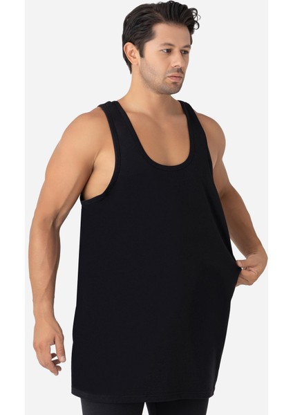 Erkek Siyah Büyük Beden Atlet 3'lü Paket %100 Pamuklu Penye fiyatları