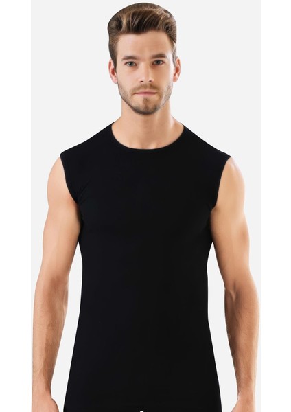 Erkek Beyaz - Siyah Tişört Sıfır Kol Sıfır Yaka Kolsuz Atlet 2'li %100 Pamuk fiyatları