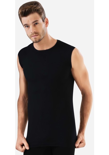 Erkek Pamuklu Siyah Tişört Sıfır Kol Sıfır Yaka Kolsuz Atlet 2'li Paket fiyatları