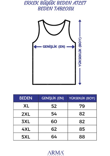 Erkek %100 Pamuklu Büyük Beden Atlet Beyaz 3'lü Paket