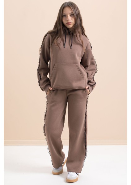 Kahverengi Kız Çocuk Şardonlu Dantel Detaylı 3 Iplik Takım 21505 fiyatları