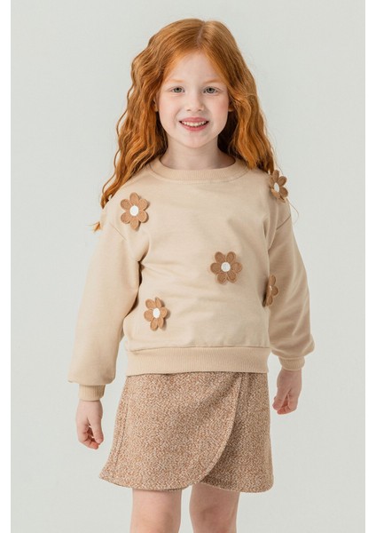 Kahverengi Kız Çocuk Papatya Işlemeli 2'li Takım 21530 fırsatları
