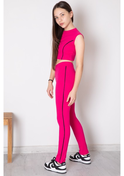 Fuşya Kız Çocuk Tatylı Croplu 2'li Takım 20244 fiyatları