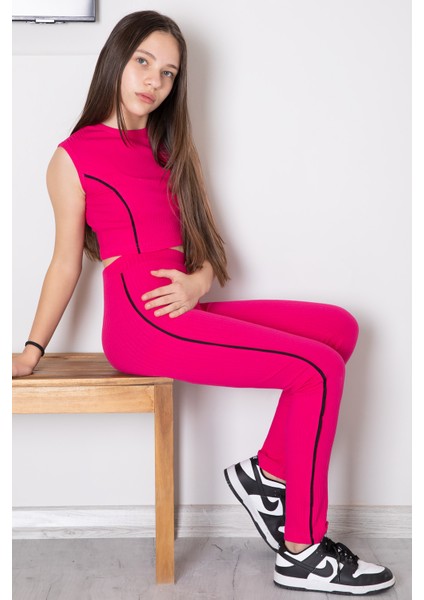 Fuşya Kız Çocuk Tatylı Croplu 2'li Takım 20244 fırsatları