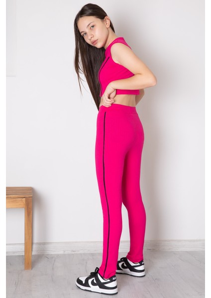 Fuşya Kız Çocuk Tatylı Croplu 2'li Takım 20244 indirimleri