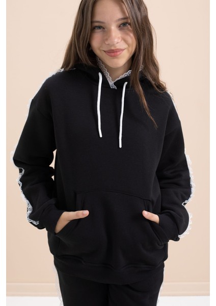 Siyah Kız Çocuk Şardonlu Dantel Detaylı 3 Iplik Takım 21503 fiyatları