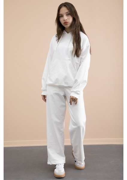 Ekru Kız Çocuk Taş Detaylı 2li Takım 21181 indirimleri