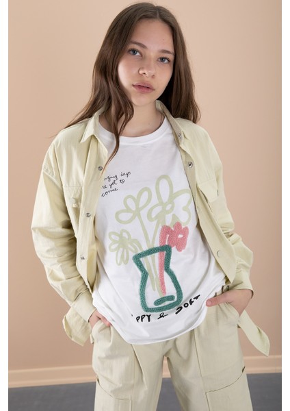 Sarı Kız Çocuk Çiçek Baskılı Gömlekli Jogger Pantolonlu 3lü Takım 20474 fiyatları