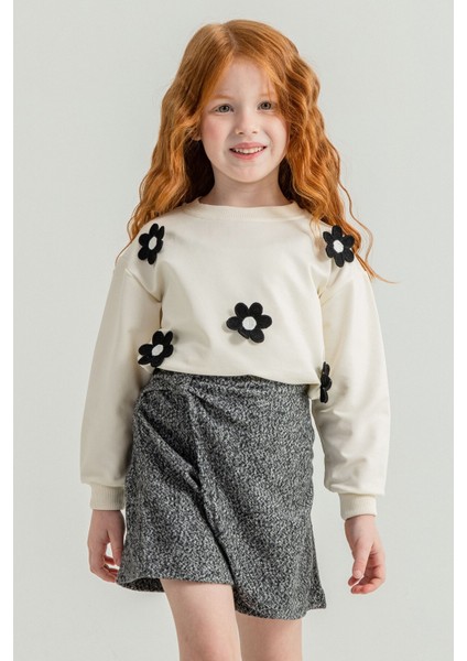 Siyah Kız Çocuk Papatya Işlemeli 2'li Takım 21528 modelleri