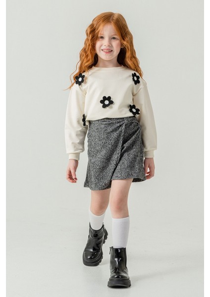 Siyah Kız Çocuk Papatya Işlemeli 2'li Takım 21528 fırsatları