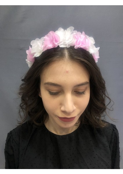 Pembe-Beyaz Lazer Çiçekli Taç fiyatları