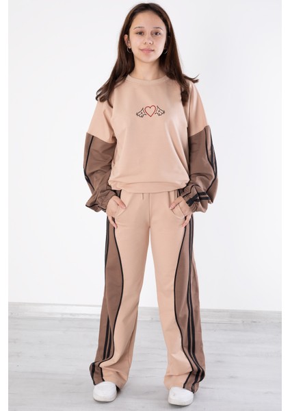 Bej Yanları Çizgili Kız Çocuk 2'li Takım 20101 fırsatları