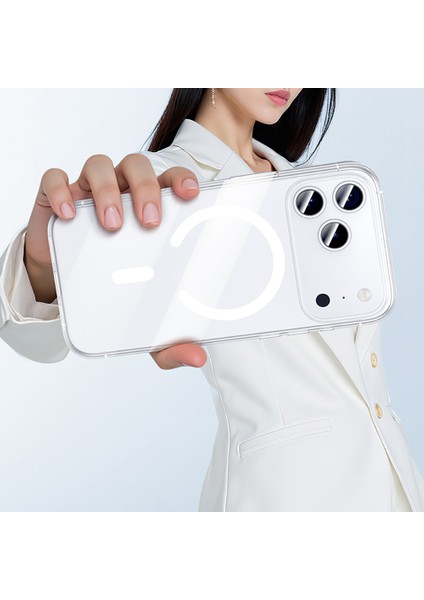 Apple iPhone 17 Pro Max Kılıf Sararmayan M-Safe Şarj Özellikli Şeffaf Kamera Çerçeveli Porto Kapak modelleri