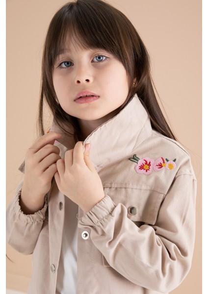 Bej Nakış Detaylı Gömlekli Pantolonlu Kız Çocuk 3lü Takım 20159 modelleri