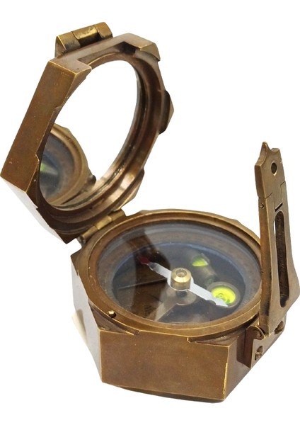 Askeri Pusula Pirinç Eskitme Altıgen Mercekli Dekoratif Obje fiyatları