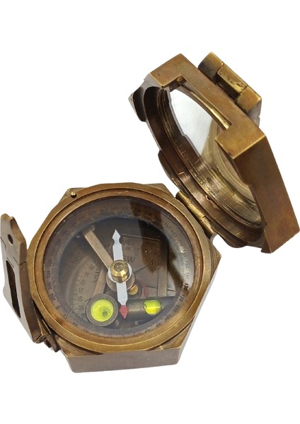 Askeri Pusula Pirinç Eskitme Altıgen Mercekli Dekoratif Obje fırsatları