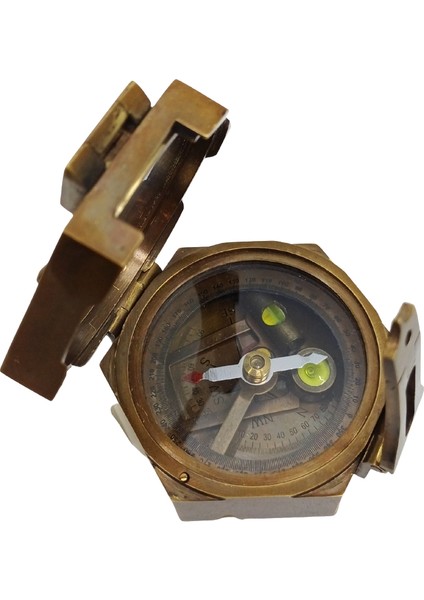 Askeri Pusula Pirinç Eskitme Altıgen Mercekli Dekoratif Obje indirimleri