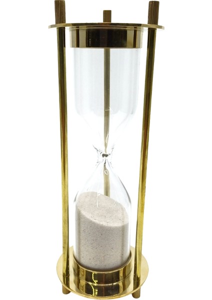 Kum Saati Pirinç ve Cam Dekoratif Masa Üstü Obje 18,5 cm