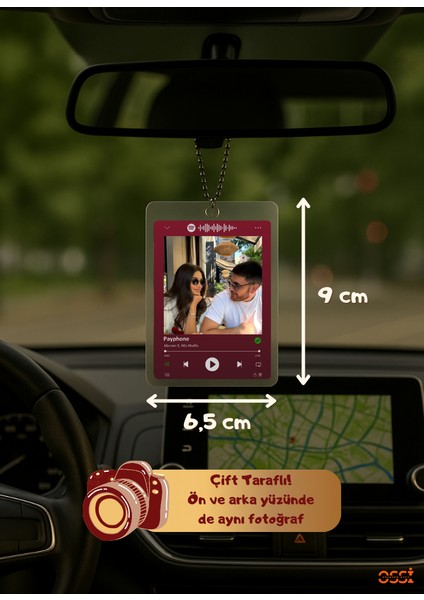 Kişiye Özel Fotoğraflı Spotify Şarkı Kodlu Yazılı Araba Hediyesi Araba Süsü Dikiz Aynası Süsü Hediye