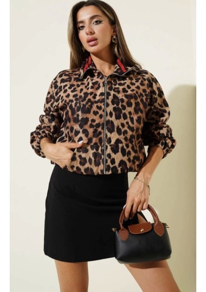 Leopar Desenli Astarlı Ceket Siyah T1192 fiyatları