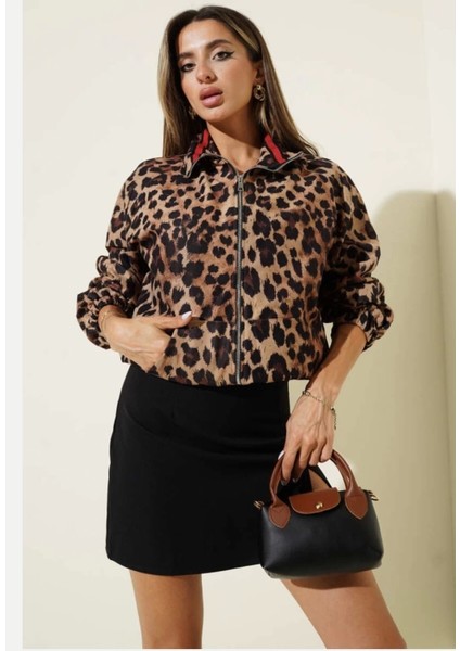 Leopar Desenli Astarlı Ceket Siyah T1192 indirimleri