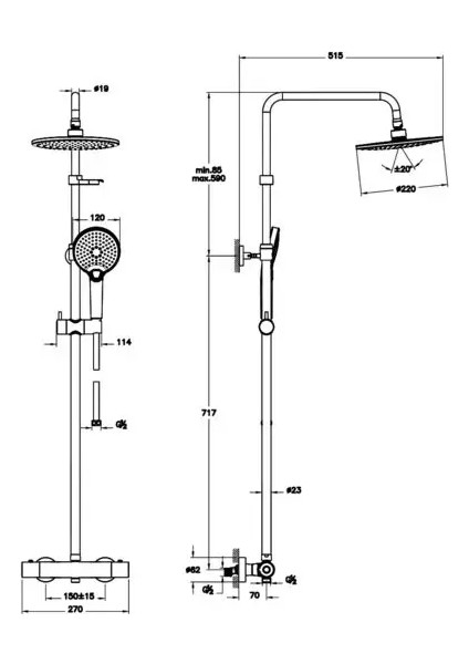 Aquaheat Joy 220 A47200 Krom Duş Seti indirimleri