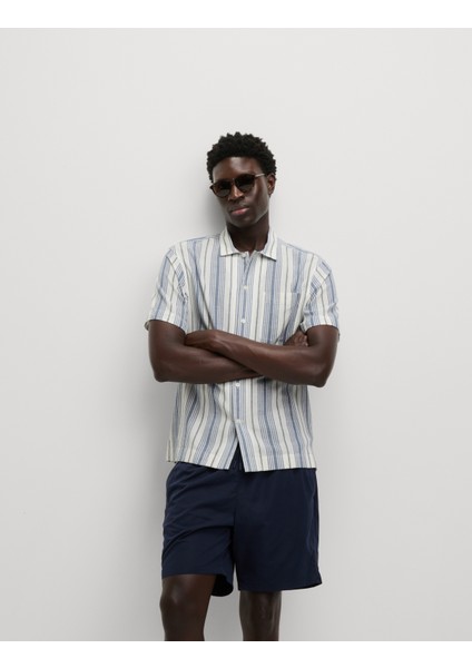 Kolay Ütülenebilir Saf Pamuklu Çizgili Gömlek​